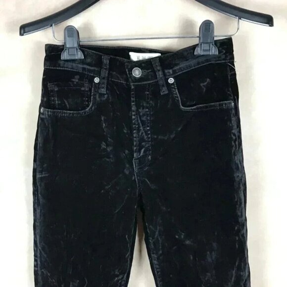 FREE PEOPLE Black Velvet Skinny Jeans Size 26 - Picture 7 of 12